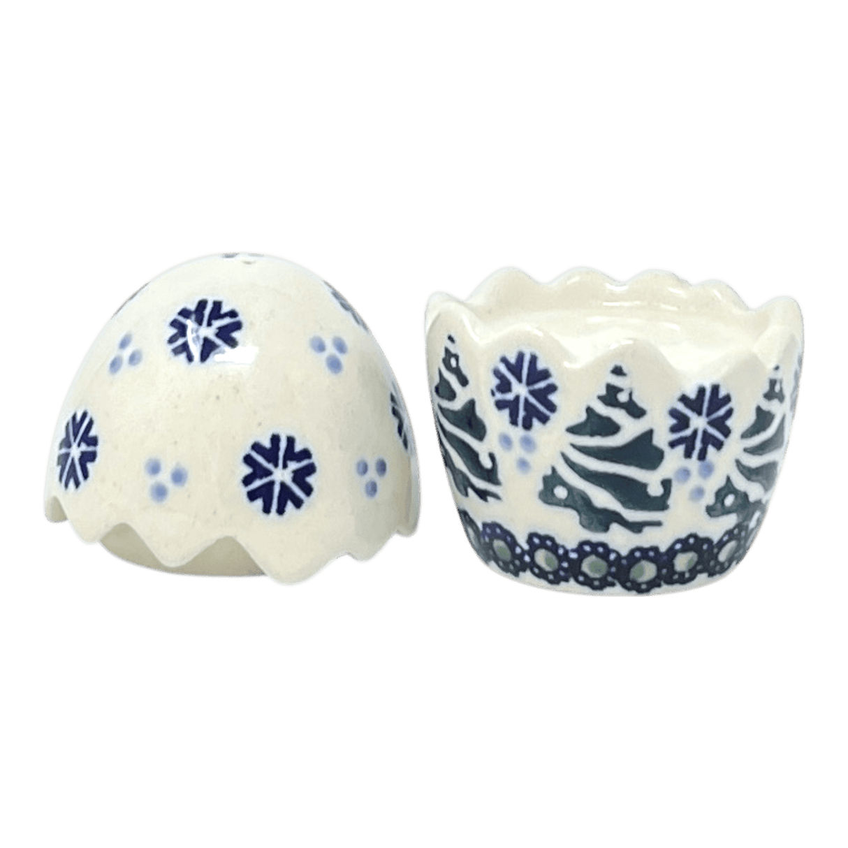 Salt & Pepper, Egg, 3" in "Snowy Pines" by Manufaktura | S115T-U22