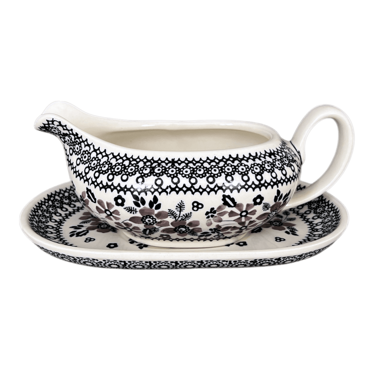 Gravy Boat, 14 oz in "Duet in Black & Grey" by Manufaktura | S119S-DPSC