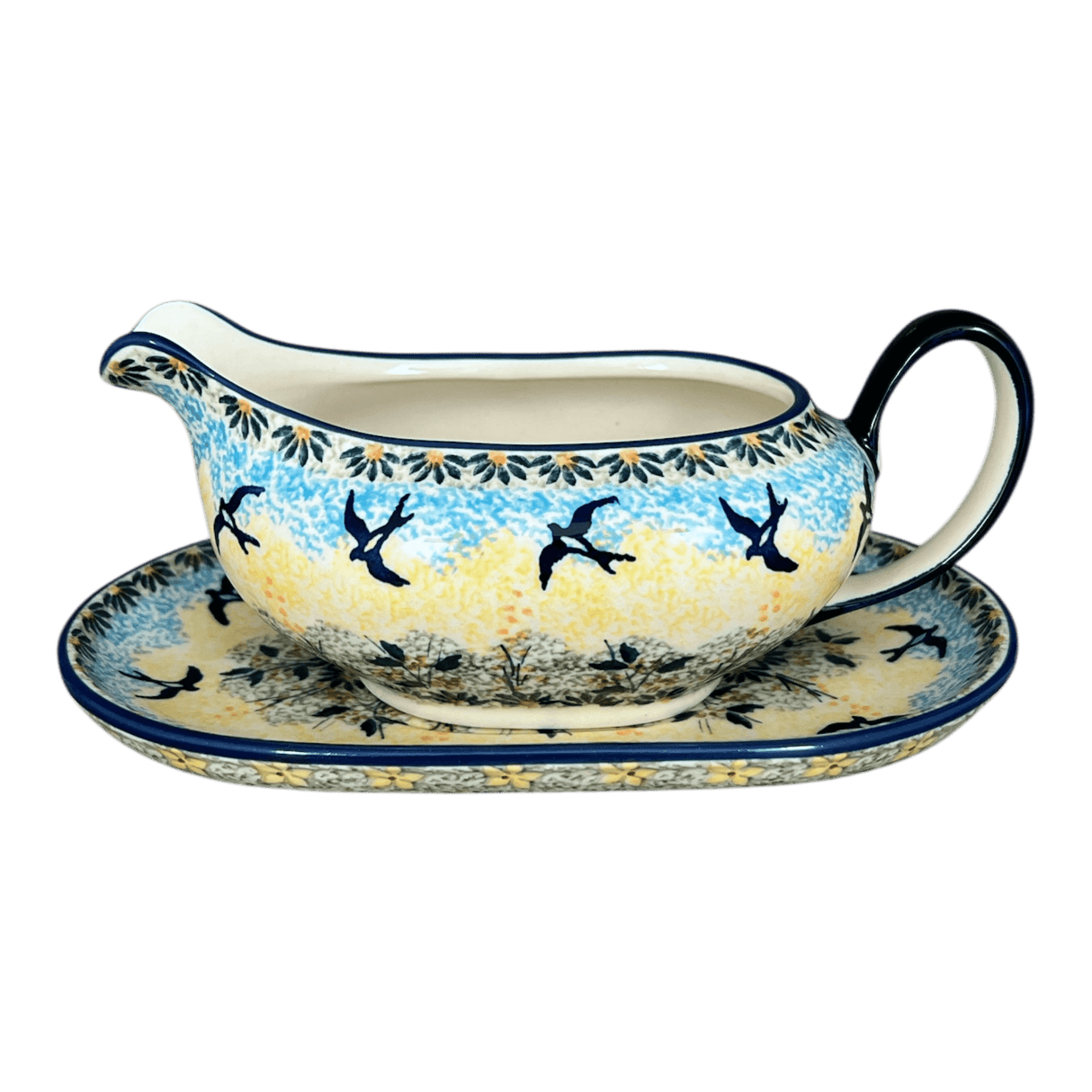 Gravy Boat, 14 oz in "Soaring Swallows" by Manufaktura | S119S-WK57
