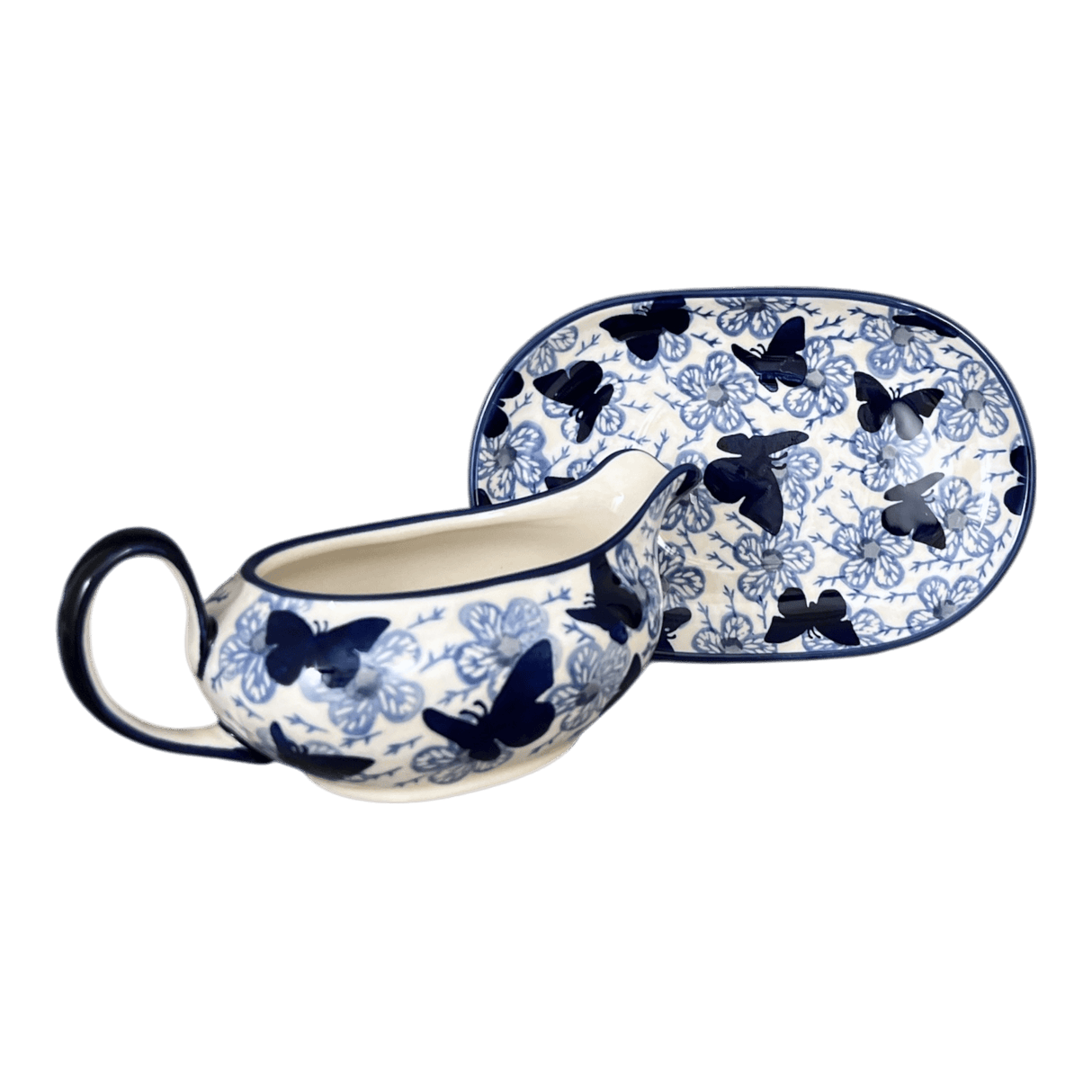 Gravy Boat, 14 oz in "Blue Butterfly" by Manufaktura | S119U-AS58