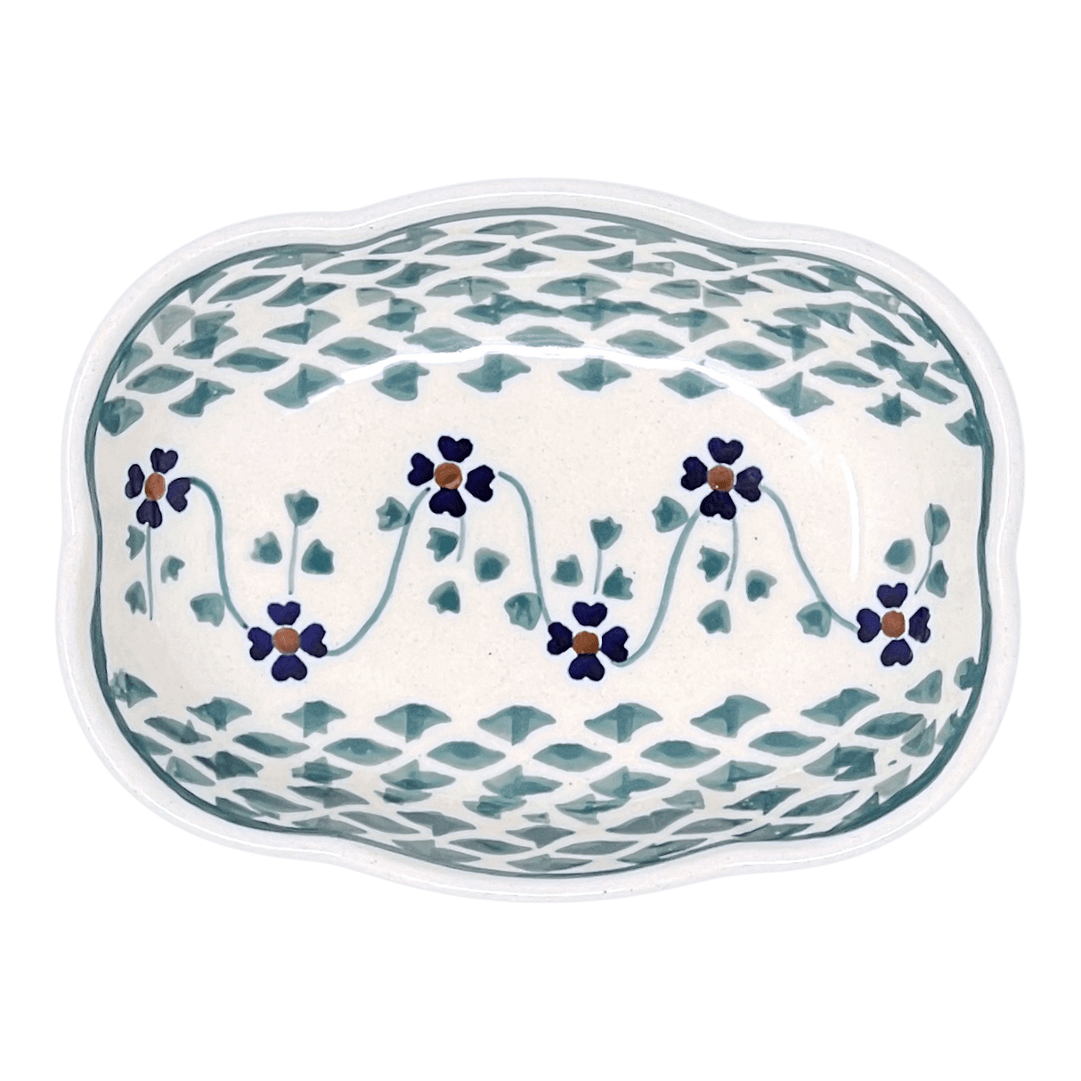 Dish, Cloud-Shaped, Small 3" x 5" in "Woven Pansies" by Manufaktura | S126T-RV