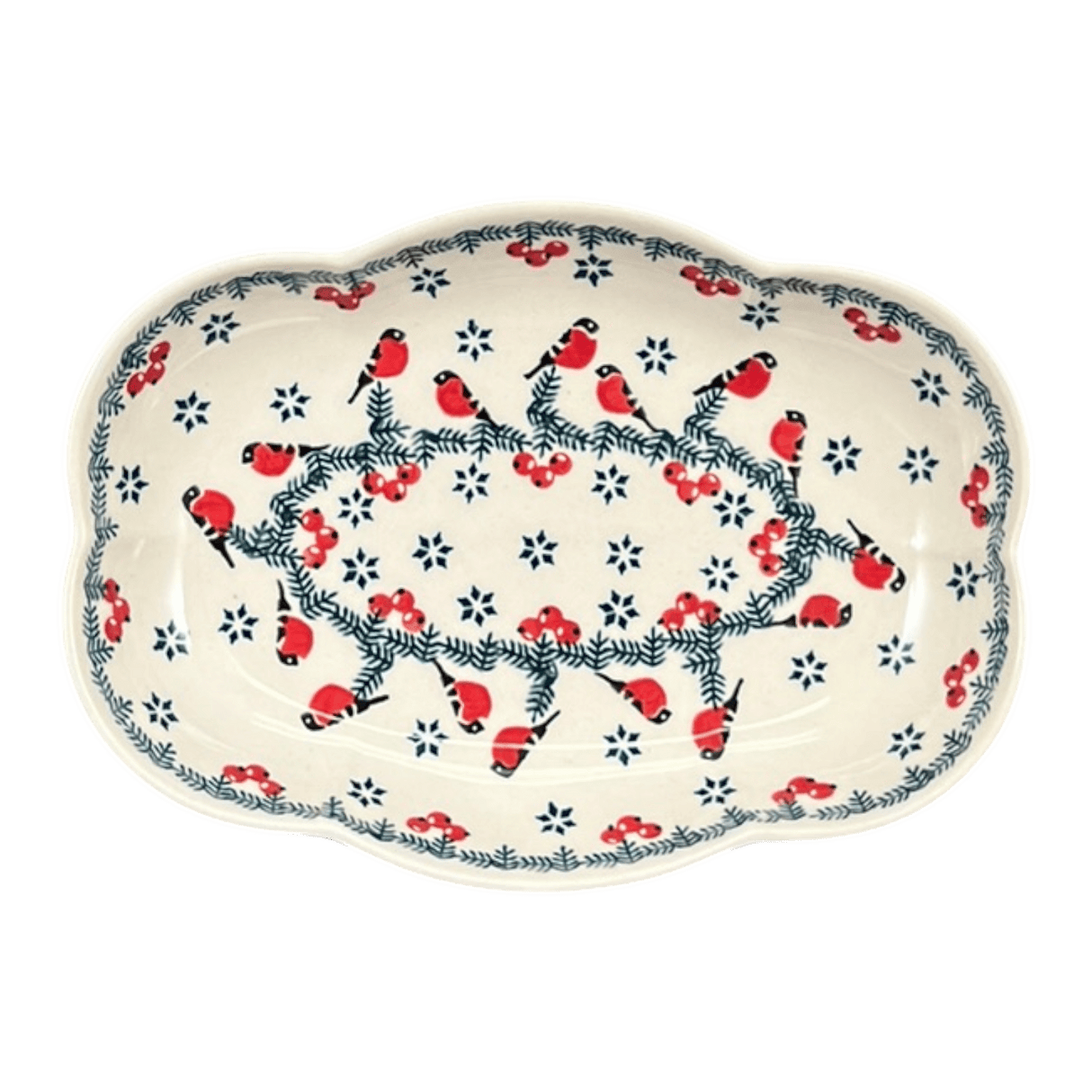 Dish, Cloud-Shaped, Large 9.5" x 7" in "Red Bird" by Manufaktura | S127T-GILE