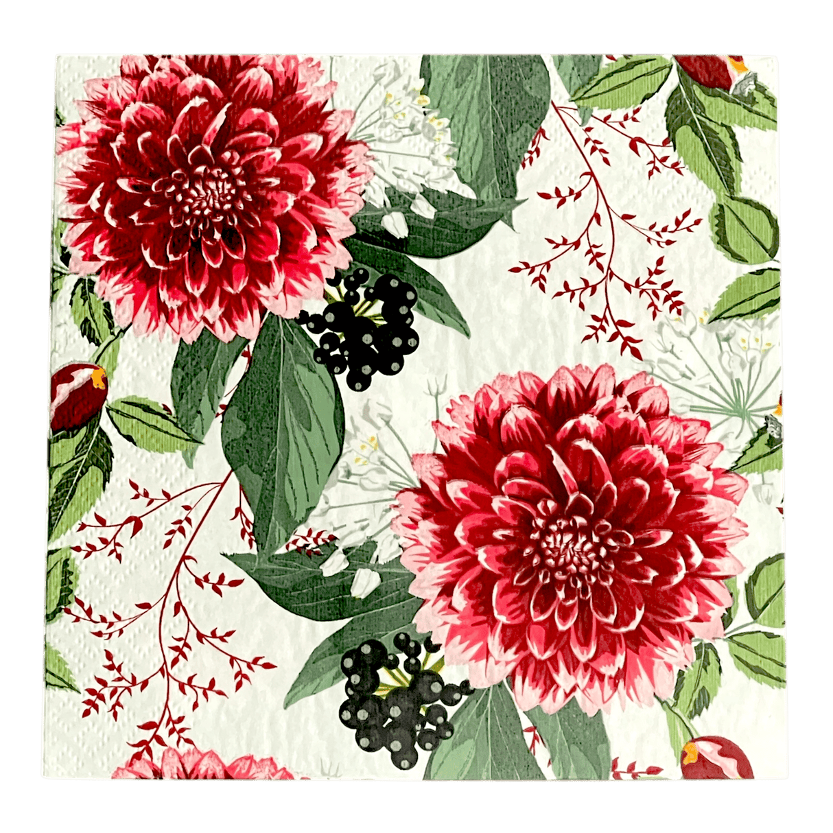 Paper Dinner Napkins in "Burgundy Dahlias" by MAKI | SLOG-053901