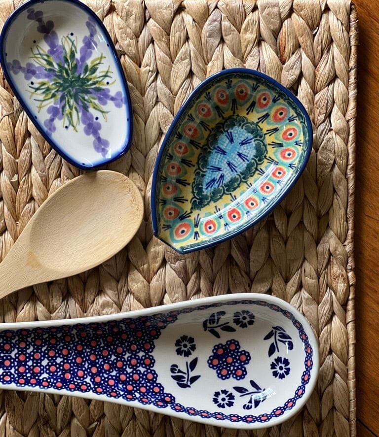 Spoon Rest, 3.5" x 5", WR (WR55D) in "Lavender Fields" by W.R. Ceramika | WR55D-BW4