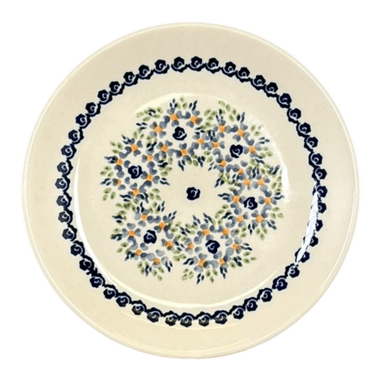Plate, Round, Dessert, 7.25" in "Blue Rose Wreath" by Manufaktura | T131U-P318