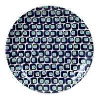 A picture of a Polish Pottery 10" Dinner Plate (Blue Retro) | T132U-602A as shown at PolishPotteryOutlet.com/products/10-dinner-plate-blue-retro-t132u-602a