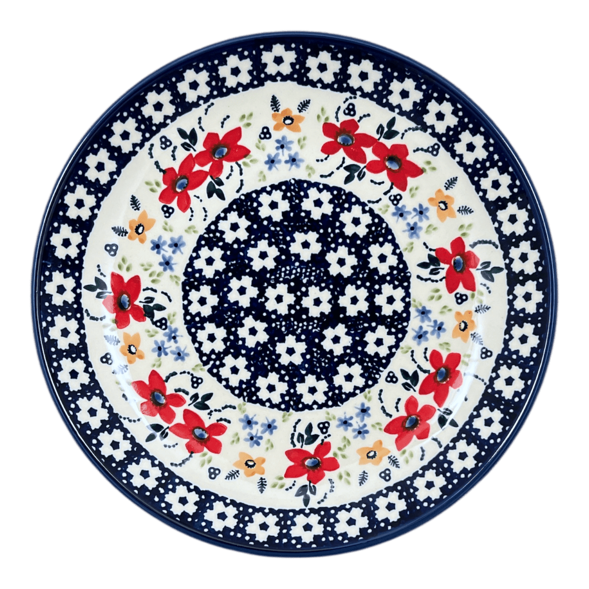 Plate, Round, Dinner, 10" in "Bold Red Blossoms" by Manufaktura | T132U-P217