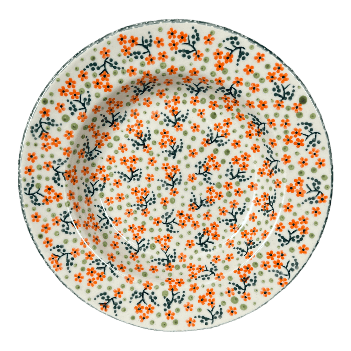Plate, Round, Soup Plate, 9.25" in "Peach Blossoms" by Manufaktura | T133S-AS46