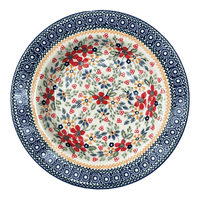 A picture of a Polish Pottery Soup Plate (Ruby Bouquet) | T133S-DPCS as shown at PolishPotteryOutlet.com/products/9-25-soup-plate-ruby-bouquet-t133s-dpcs