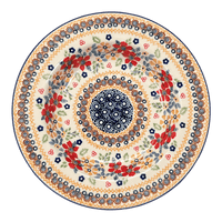A picture of a Polish Pottery Soup Plate (Ruby Duet) | T133S-DPLC as shown at PolishPotteryOutlet.com/products/9-25-soup-plate-ruby-duet-t133s-dplc