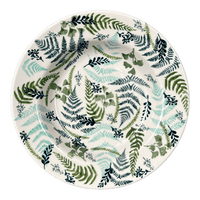 A picture of a Polish Pottery Soup Plate (Scattered Ferns) | T133S-GZ39 as shown at PolishPotteryOutlet.com/products/9-25-round-soup-plate-scattered-ferns-t133s-gz39