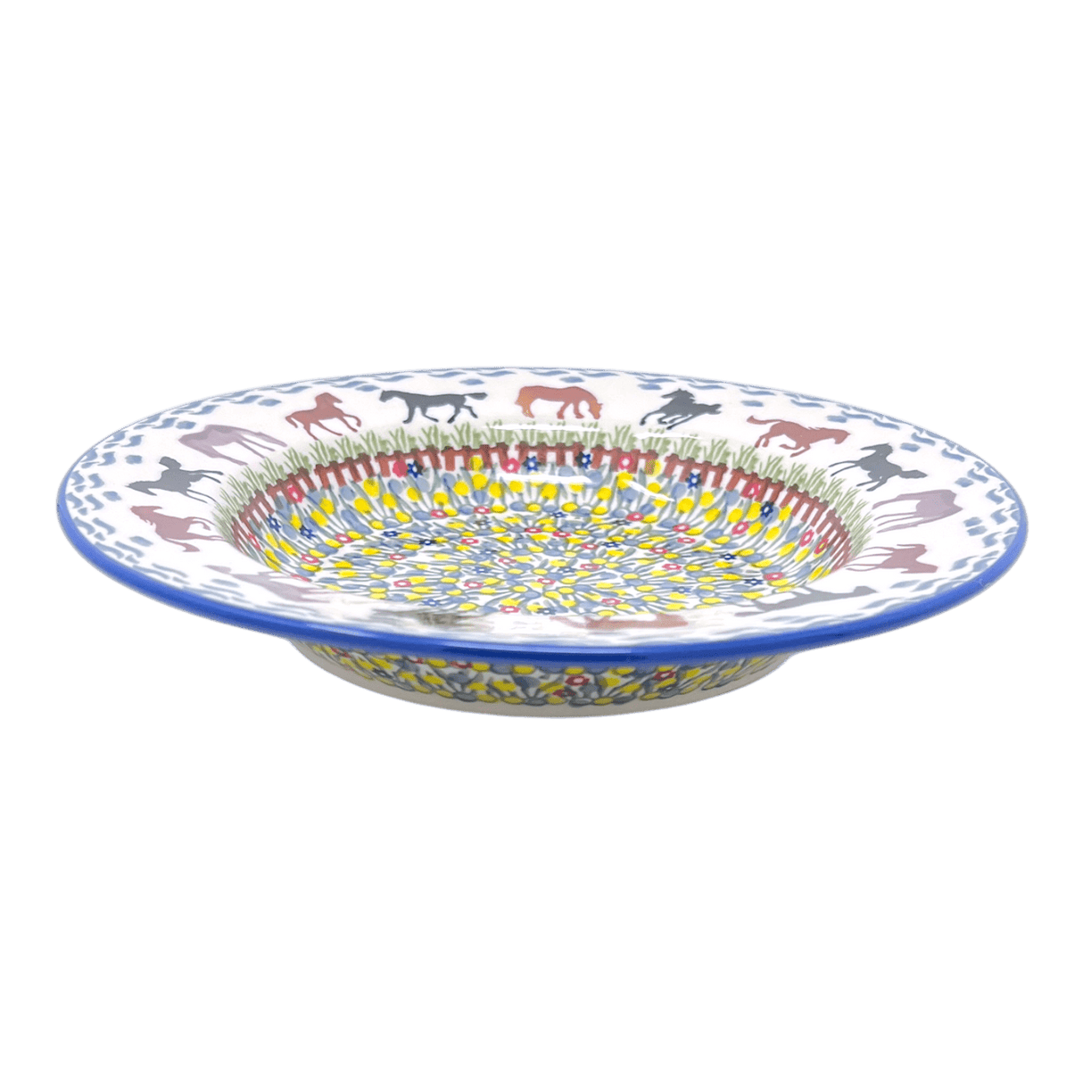 Plate, Round, Soup Plate, 9.25" in "Wild Horses" by Manufaktura | T133S-INK1