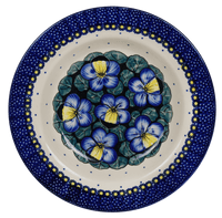 A picture of a Polish Pottery Soup Plate (Pansies) | T133S-JZB as shown at PolishPotteryOutlet.com/products/9-25-soup-plate-pansies-t133s-jzb