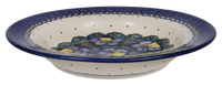 A picture of a Polish Pottery Soup Plate (Pansies) | T133S-JZB as shown at PolishPotteryOutlet.com/products/9-25-soup-plate-pansies-t133s-jzb