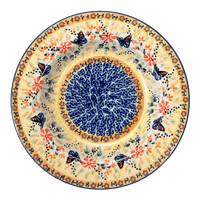 A picture of a Polish Pottery Soup Plate (Butterfly Bliss) | T133S-WK73 as shown at PolishPotteryOutlet.com/products/9-25-soup-plate-butterfly-bliss-t133s-wk73