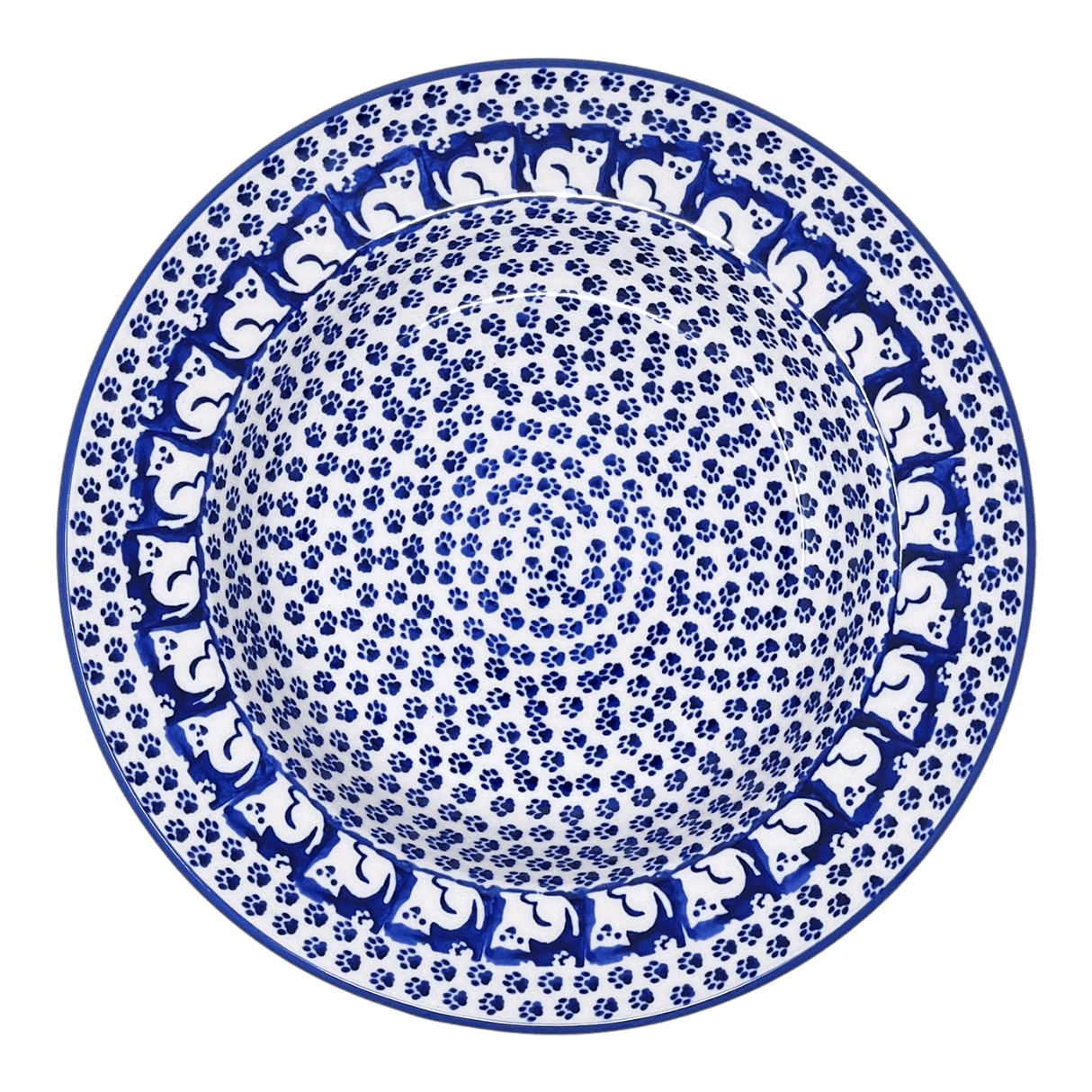 Plate, Round, Soup Plate, 9.25" in "Kitty Cat Path" by Manufaktura | T133T-KOT6