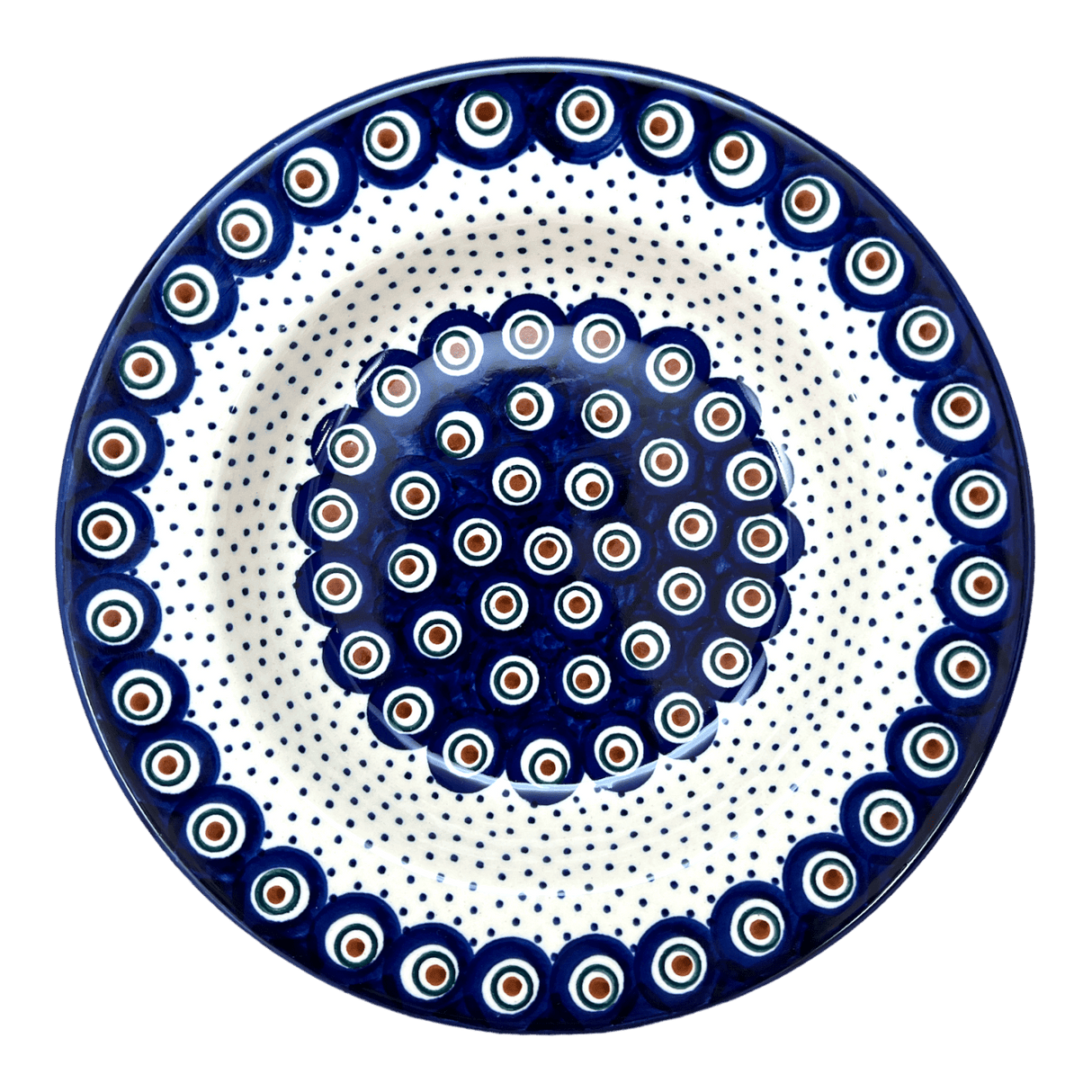 Plate, Round, Soup Plate, 9.25" in "Peacock Dot" by Manufaktura | T133U-54K