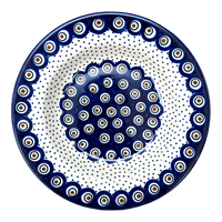A picture of a Polish Pottery Soup Plate (Peacock Dot) | T133U-54K as shown at PolishPotteryOutlet.com/products/9-25-round-soup-plate-peacock-dot-t133u-54k