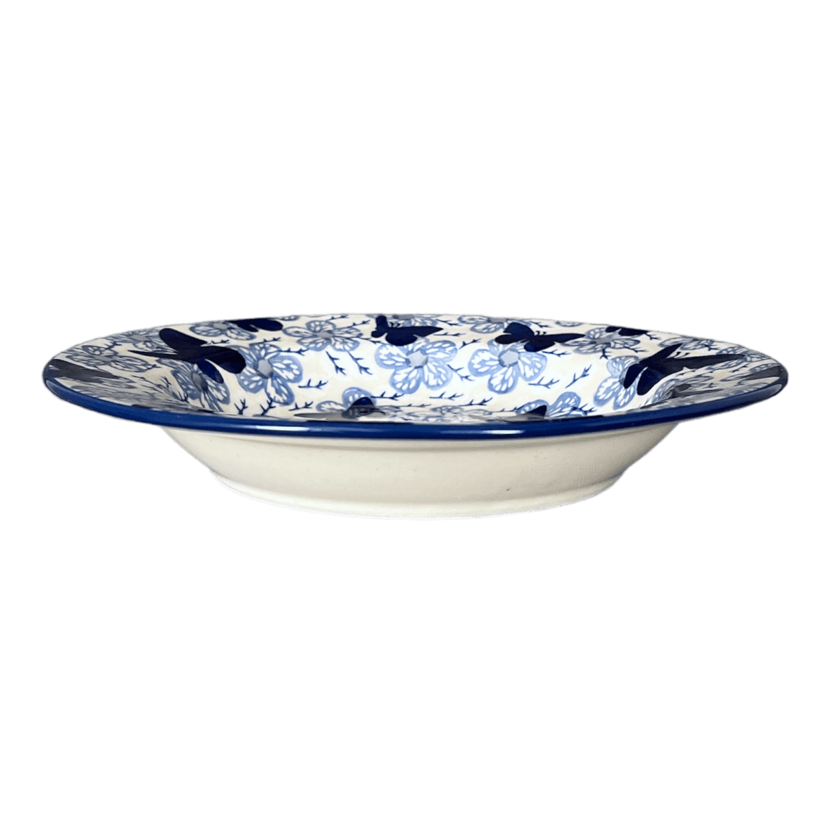 Plate, Round, Soup Plate, 9.25" in "Blue Butterfly" by Manufaktura | T133U-AS58