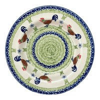 A picture of a Polish Pottery Soup Plate (Chicken Dance) | T133U-P320 as shown at PolishPotteryOutlet.com/products/9-25-round-soup-plate-chicken-dance-t133u-p320