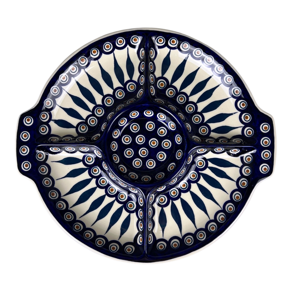 Plate, Round, Divided, 12.5" in "Peacock" by Manufaktura | T138T-54