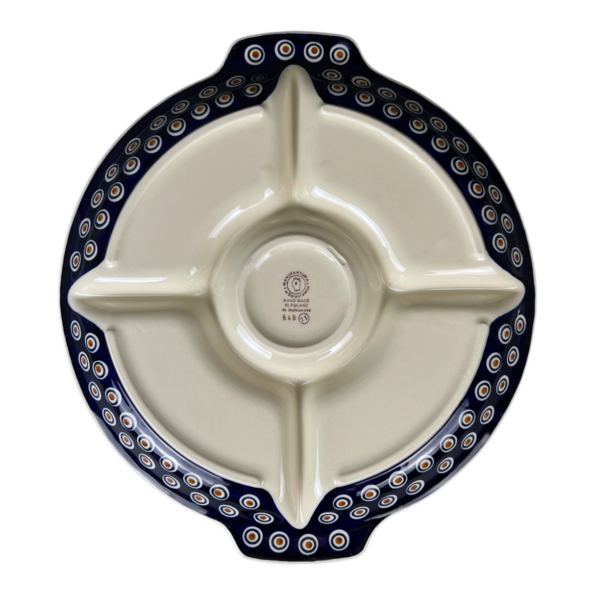 Plate, Round, Divided, 12.5" in "Peacock" by Manufaktura | T138T-54