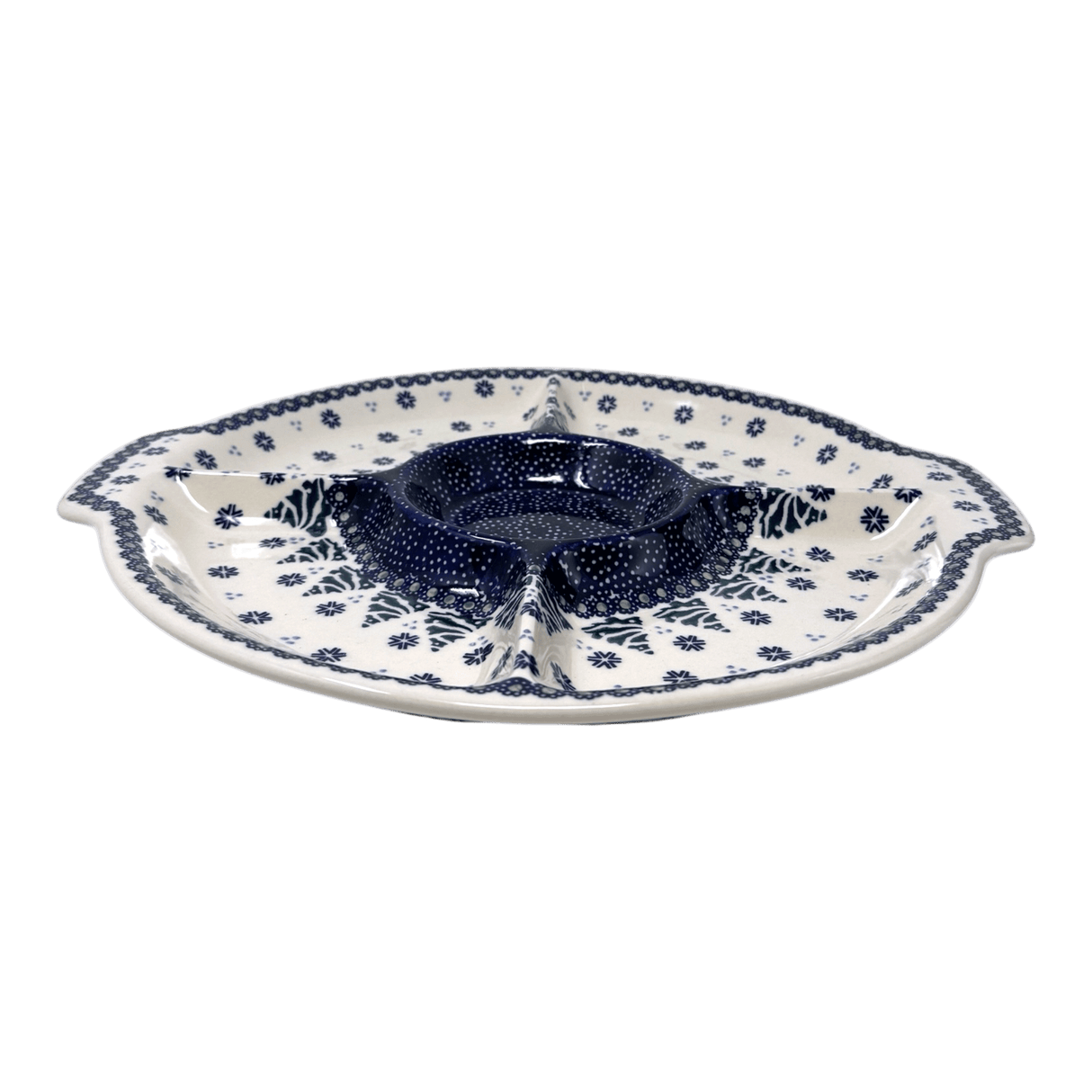 Plate, Round, Divided, 12.5" in "Snowy Pines" by Manufaktura | T138T-U22