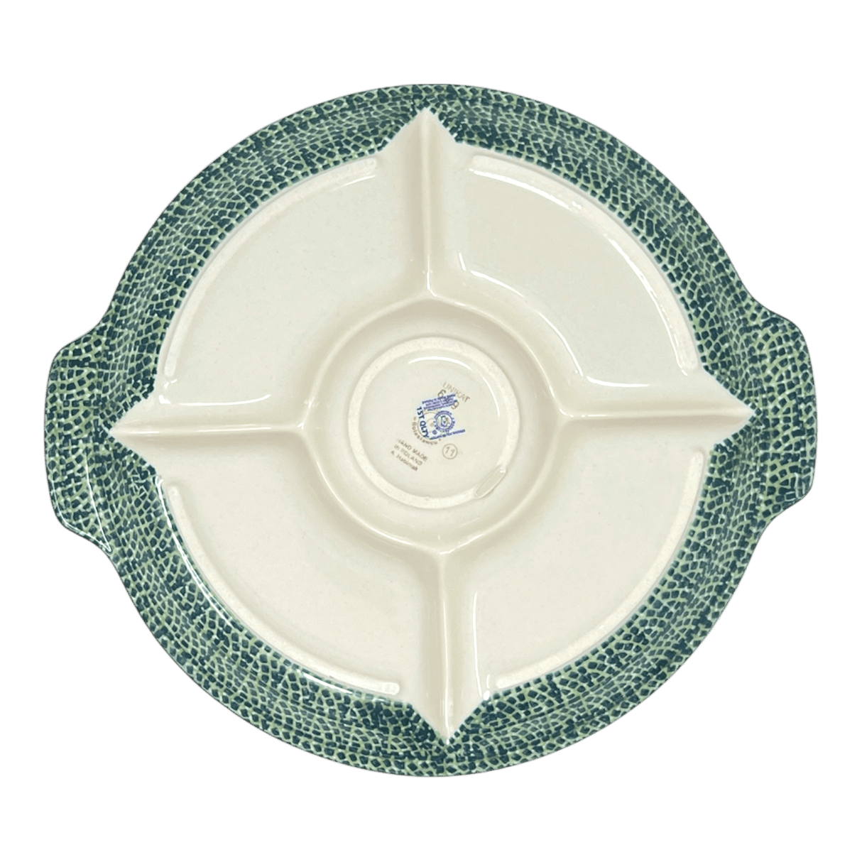 Plate, Round, Divided, 12.5" in "Bouncing Blue Blossoms" by Manufaktura | T138U-IM03
