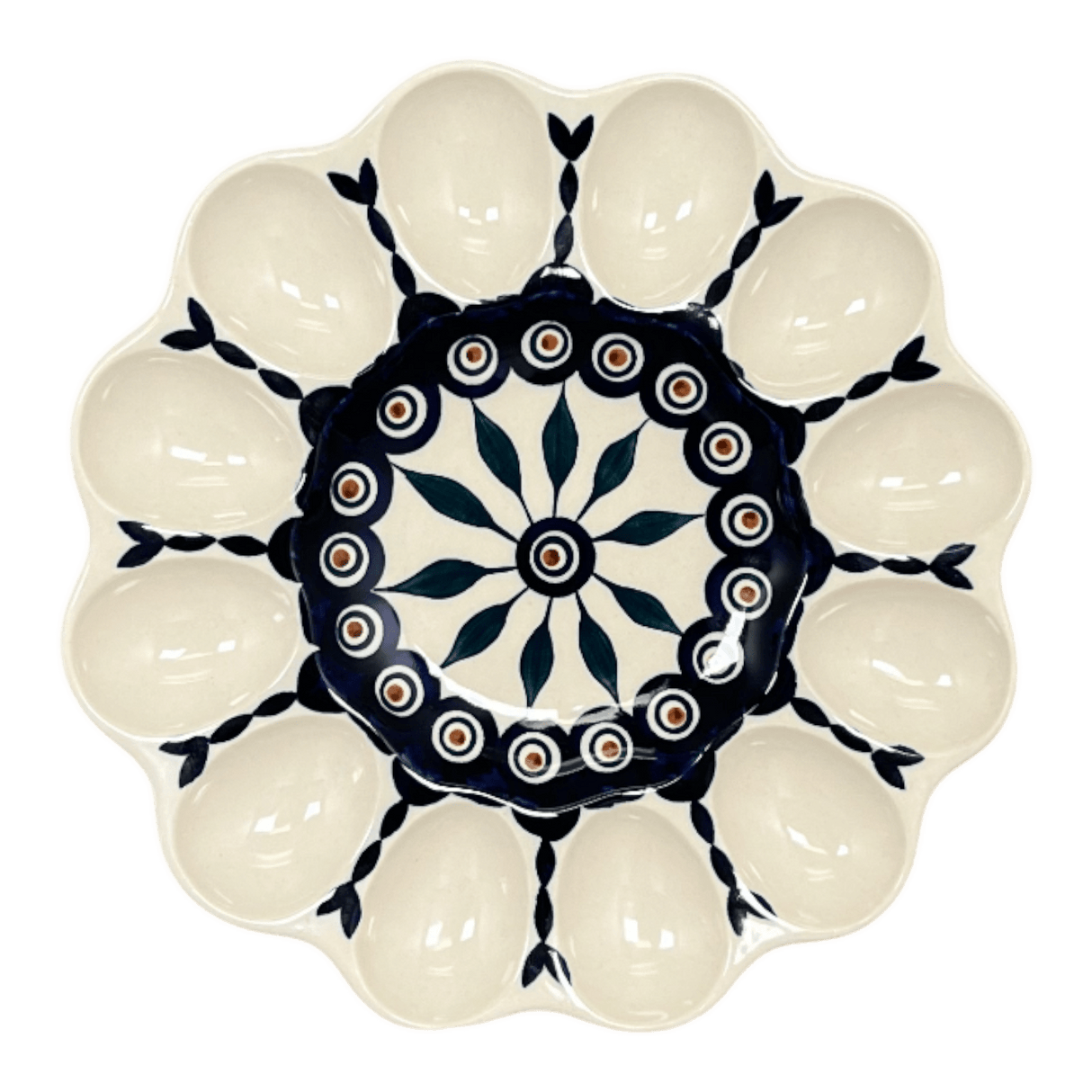 Plate, Round, Egg Plate, 10.25" in "Peacock" by Manufaktura | T140T-54