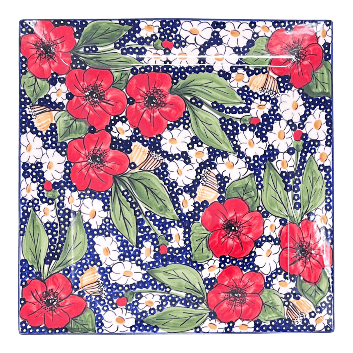 Plate, Square, Dinner, 11.25" Plate in "Poppies & Posies" by Manufaktura | T145S-IM02