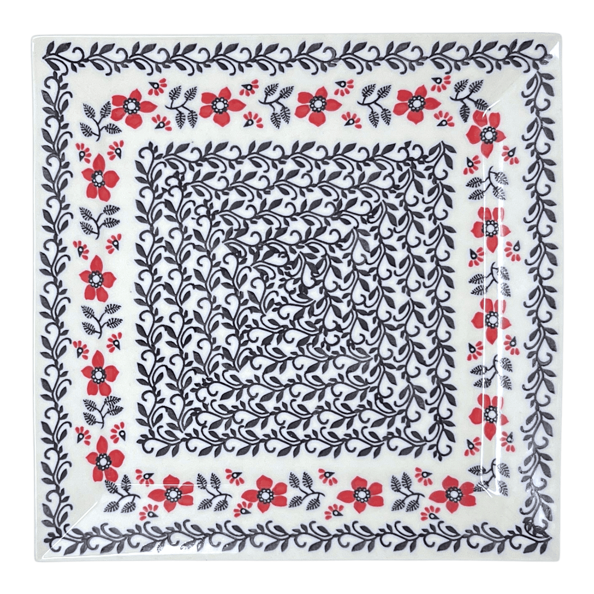 Plate, Square, Dinner, 11.25" Plate in "Scarlet Garden" by Manufaktura | T145T-KK01