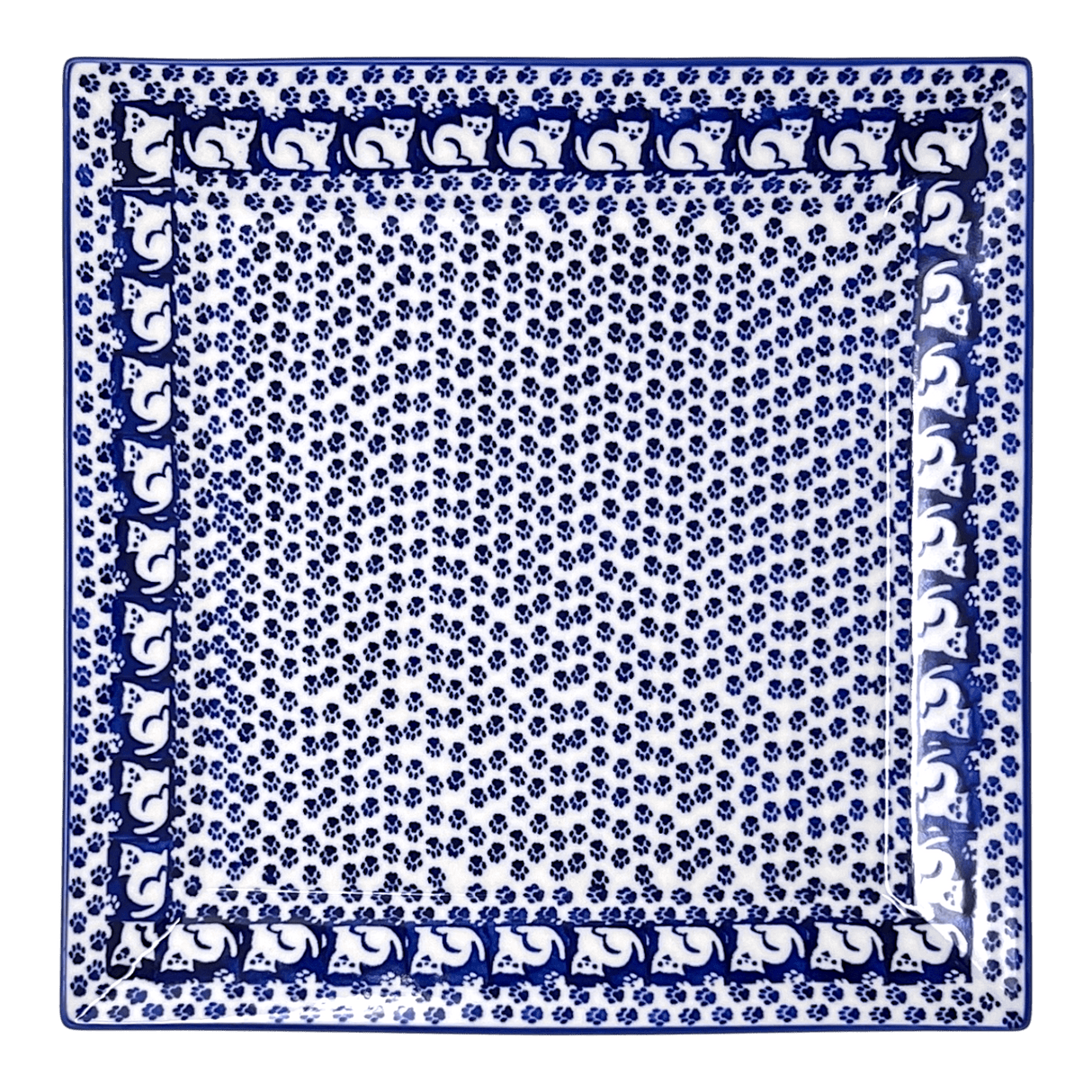 Plate, Square, Dinner, 11.25" Plate in "Kitty Cat Path" by Manufaktura | T145T-KOT6