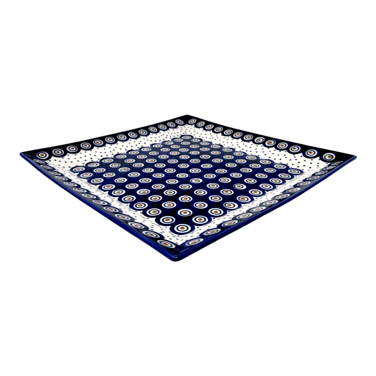 Plate, Square, Dinner, 11.25" Plate in "Peacock Dot" by Manufaktura | T145U-54K