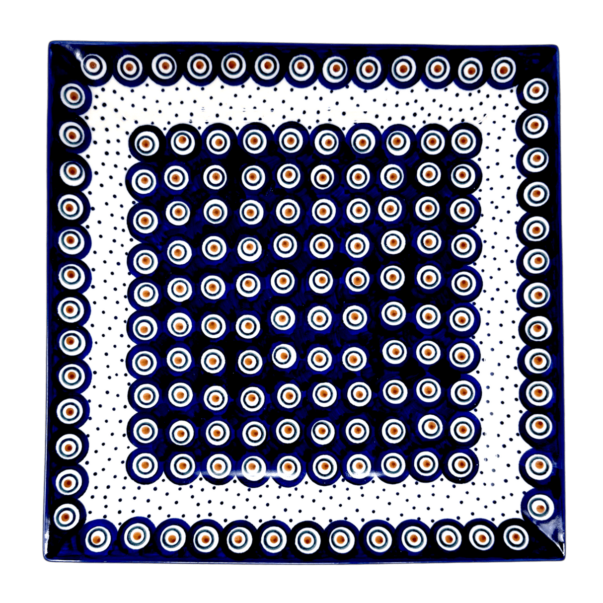 Plate, Square, Dinner, 11.25" Plate in "Peacock Dot" by Manufaktura | T145U-54K