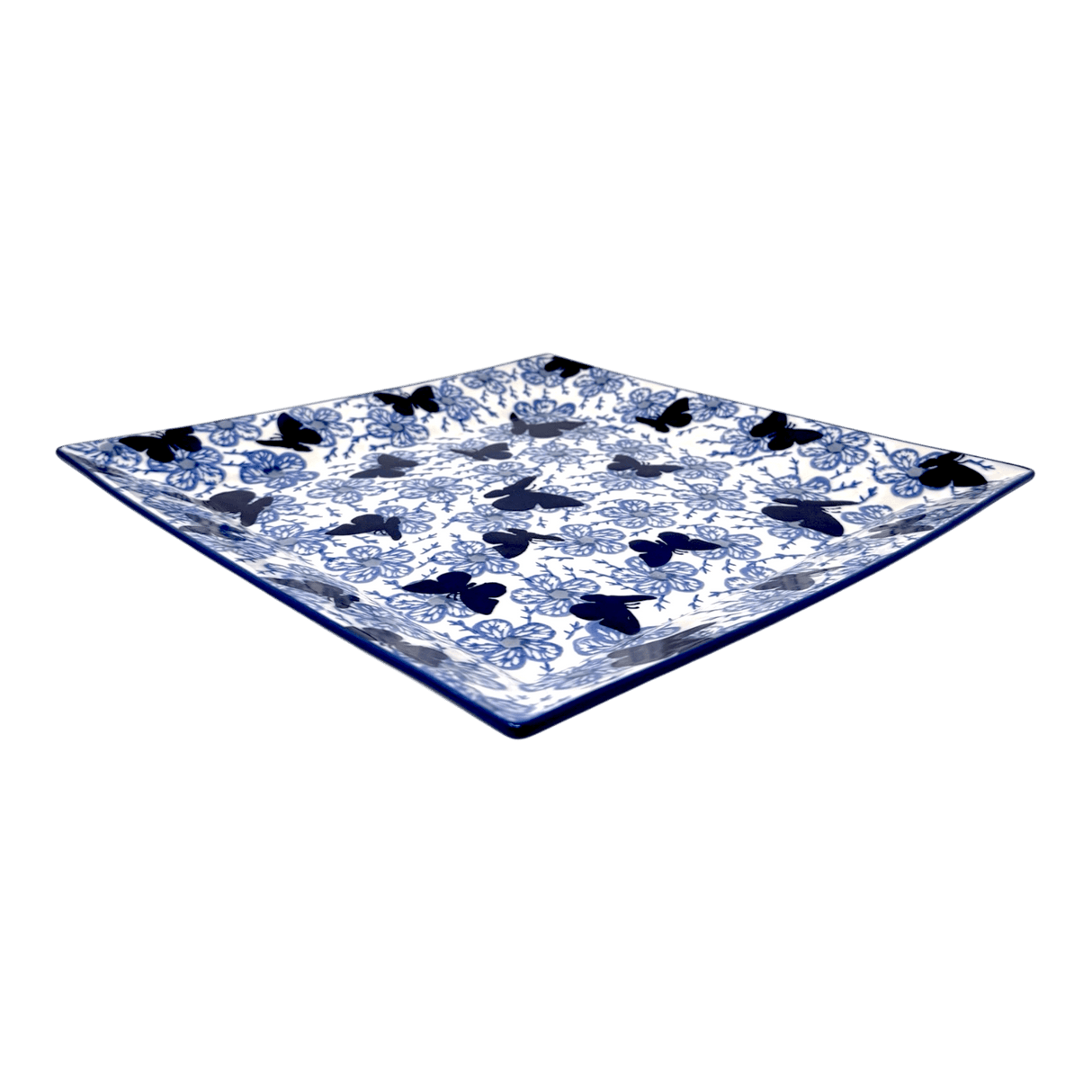 Plate, Square, Dinner, 11.25" Plate in "Blue Butterfly" by Manufaktura | T145U-AS58