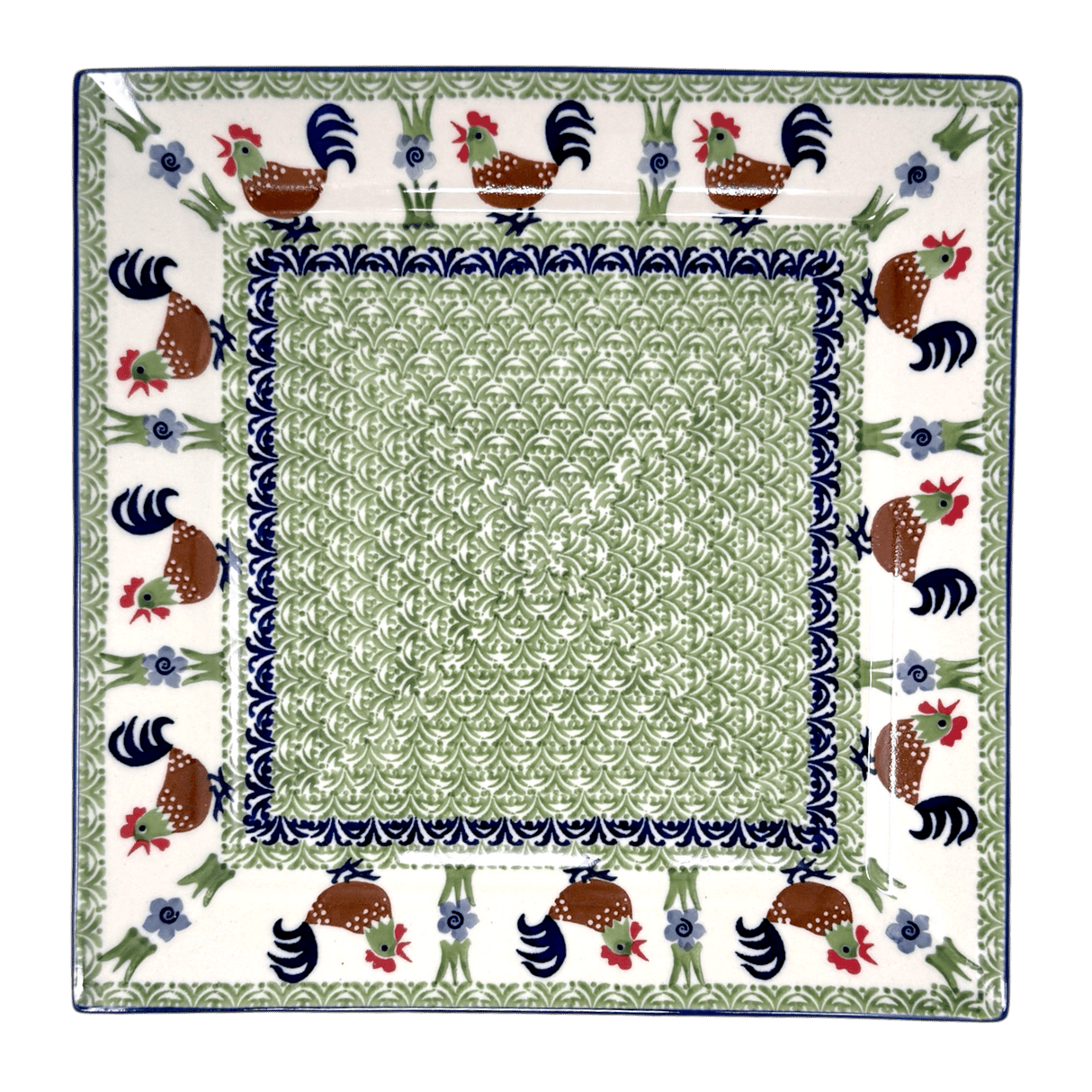 Plate, Square, Dinner, 11.25" Plate in "Chicken Dance" by Manufaktura | T145U-P320