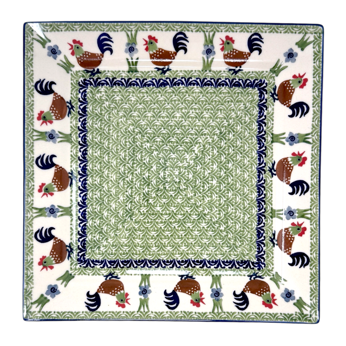 Plate, Square, Dinner, 11.25" Plate in "Chicken Dance" by Manufaktura | T145U-P320