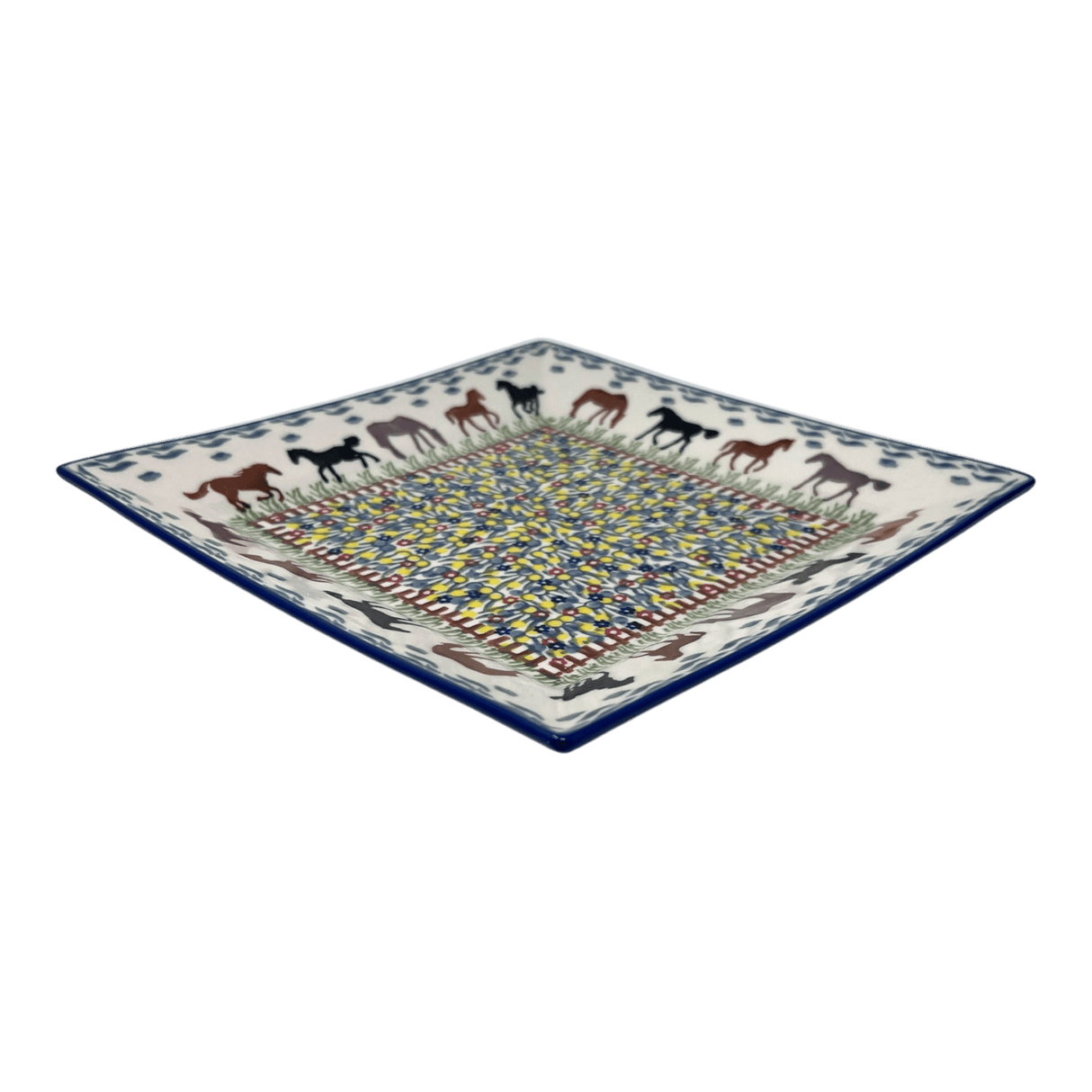 Plate, Square, Salad, 9" in "Wild Horses" by Manufaktura | T146S-INK1