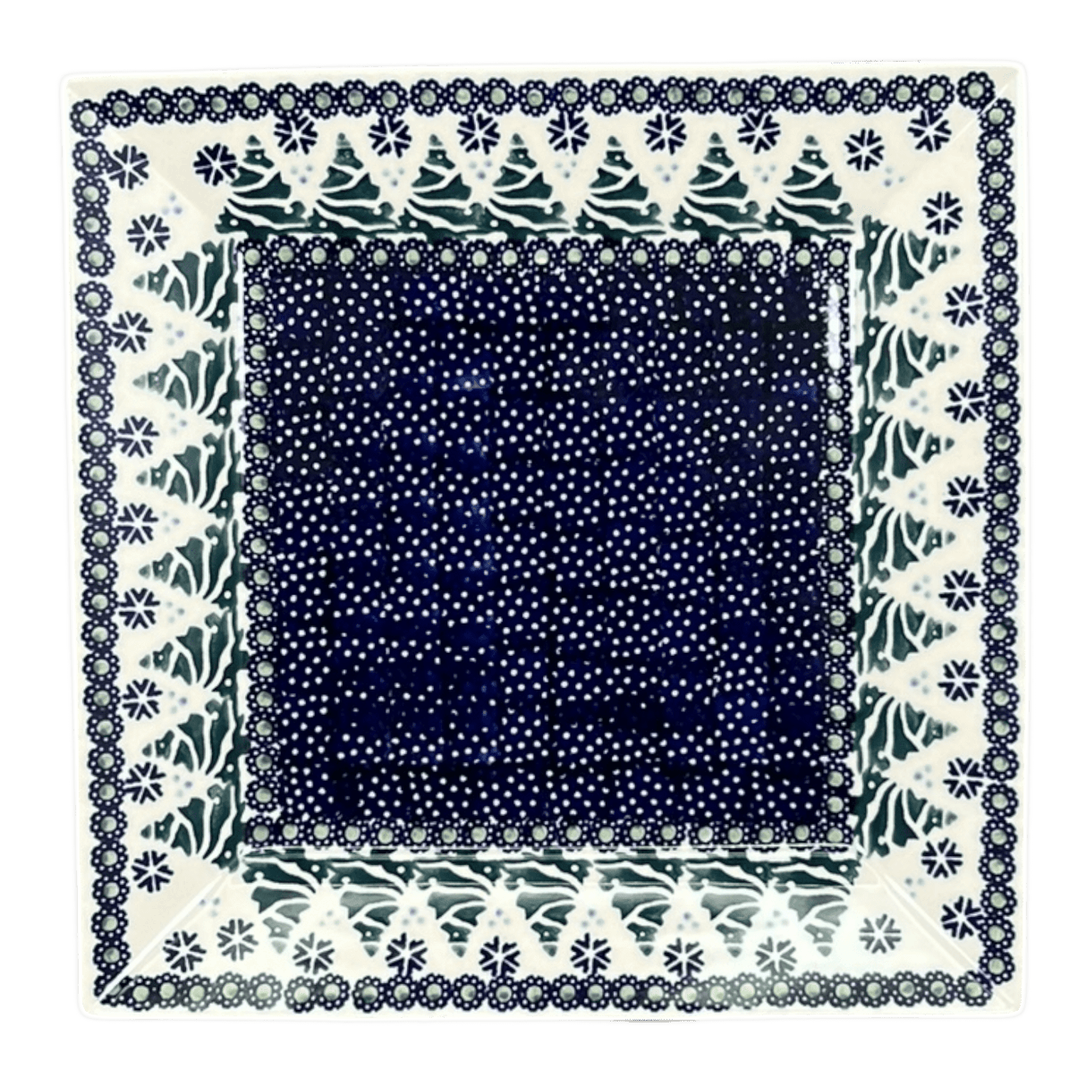 Plate, Square, Salad, 9" in "Snowy Pines" by Manufaktura | T146T-U22