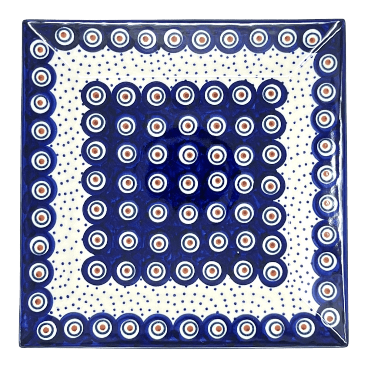 Plate, Square, Salad, 9" in "Peacock Dot" by Manufaktura | T146U-54K