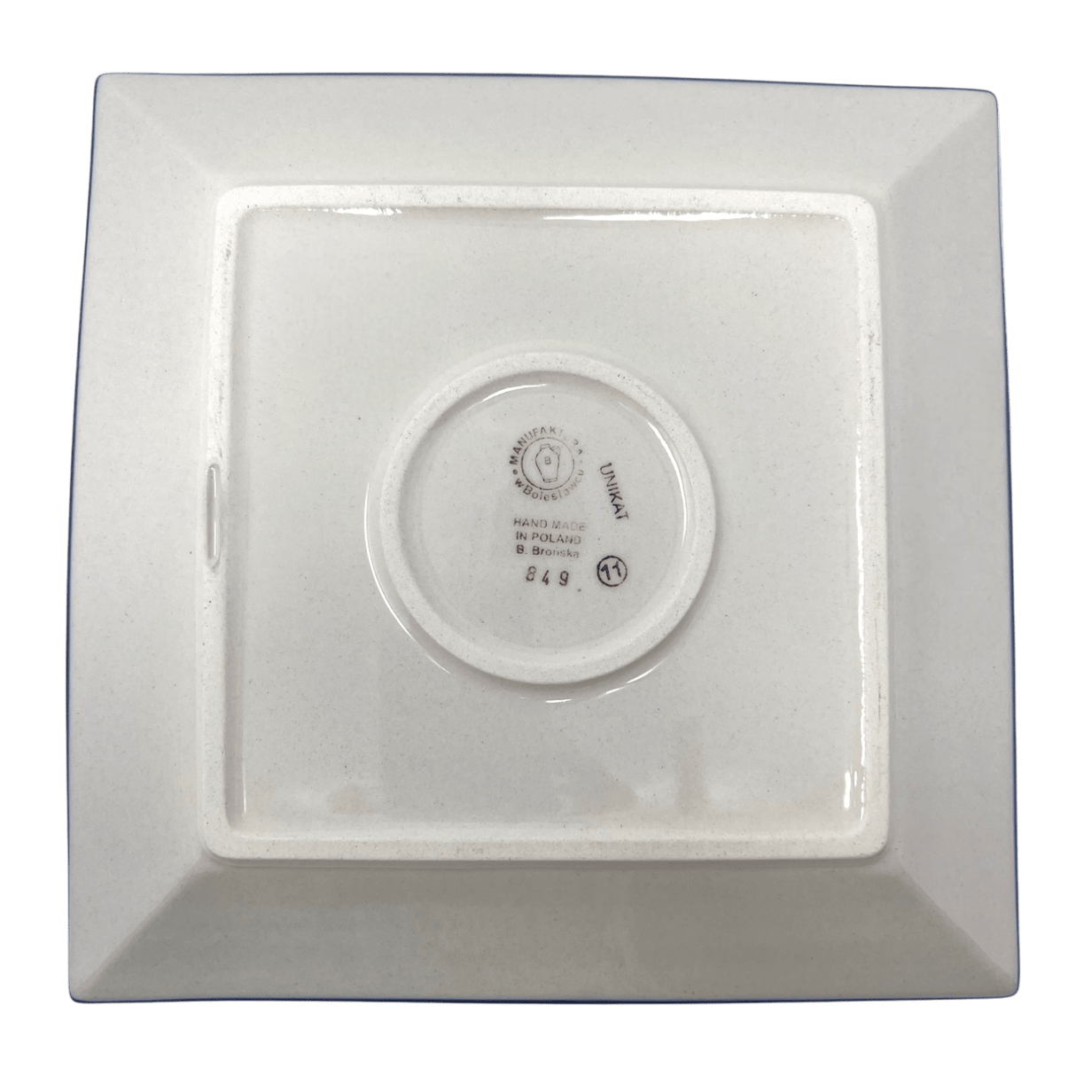 Plate, Square, Salad, 9" in "Bouncing Blue Blossoms" by Manufaktura | T146U-IM03