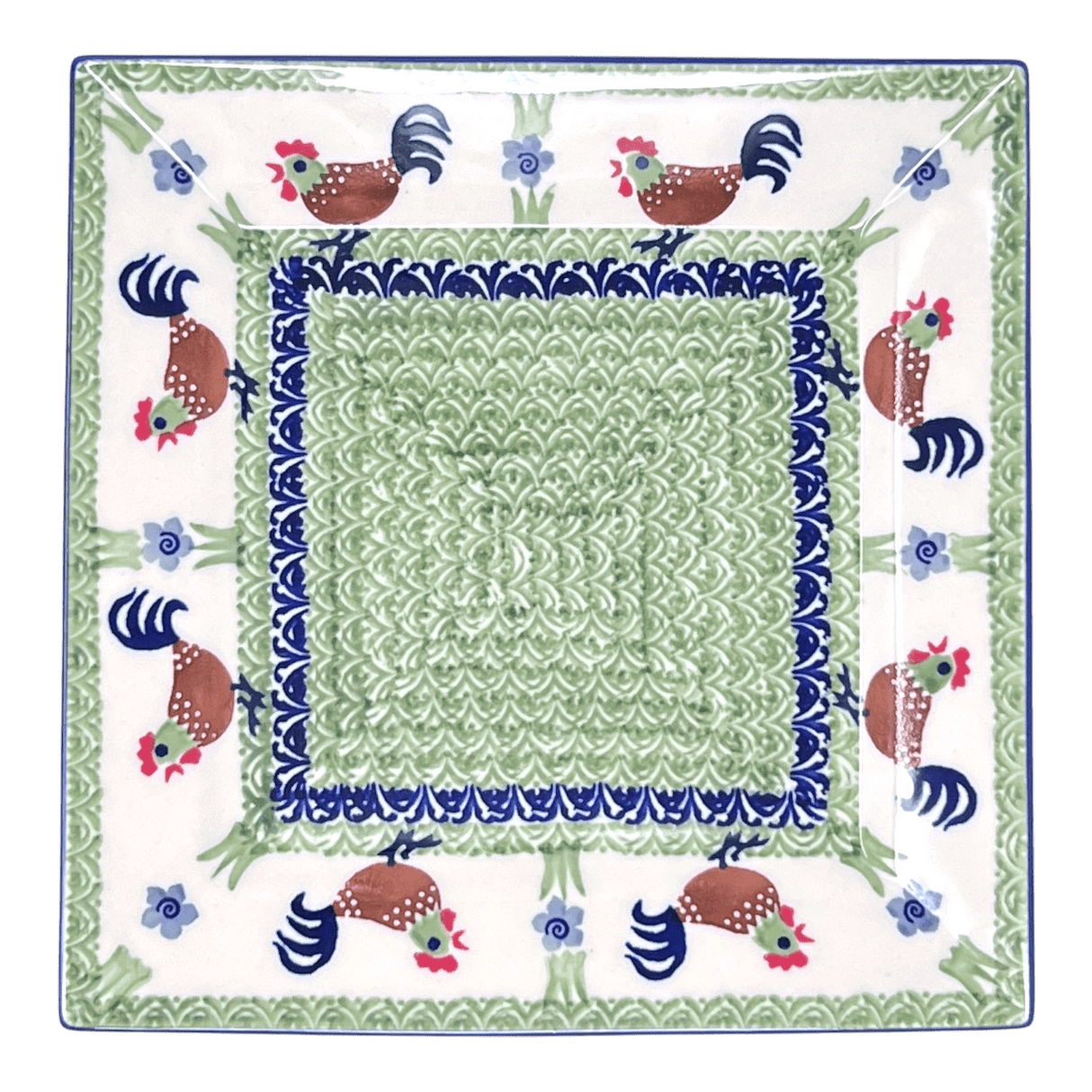 Plate, Square, Salad, 9" in "Chicken Dance" by Manufaktura | T146U-P320