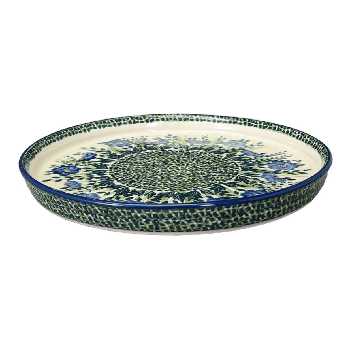 Tray, Round, 10.25" in "Bouncing Blue Blossoms" by Manufaktura | T153U-IM03