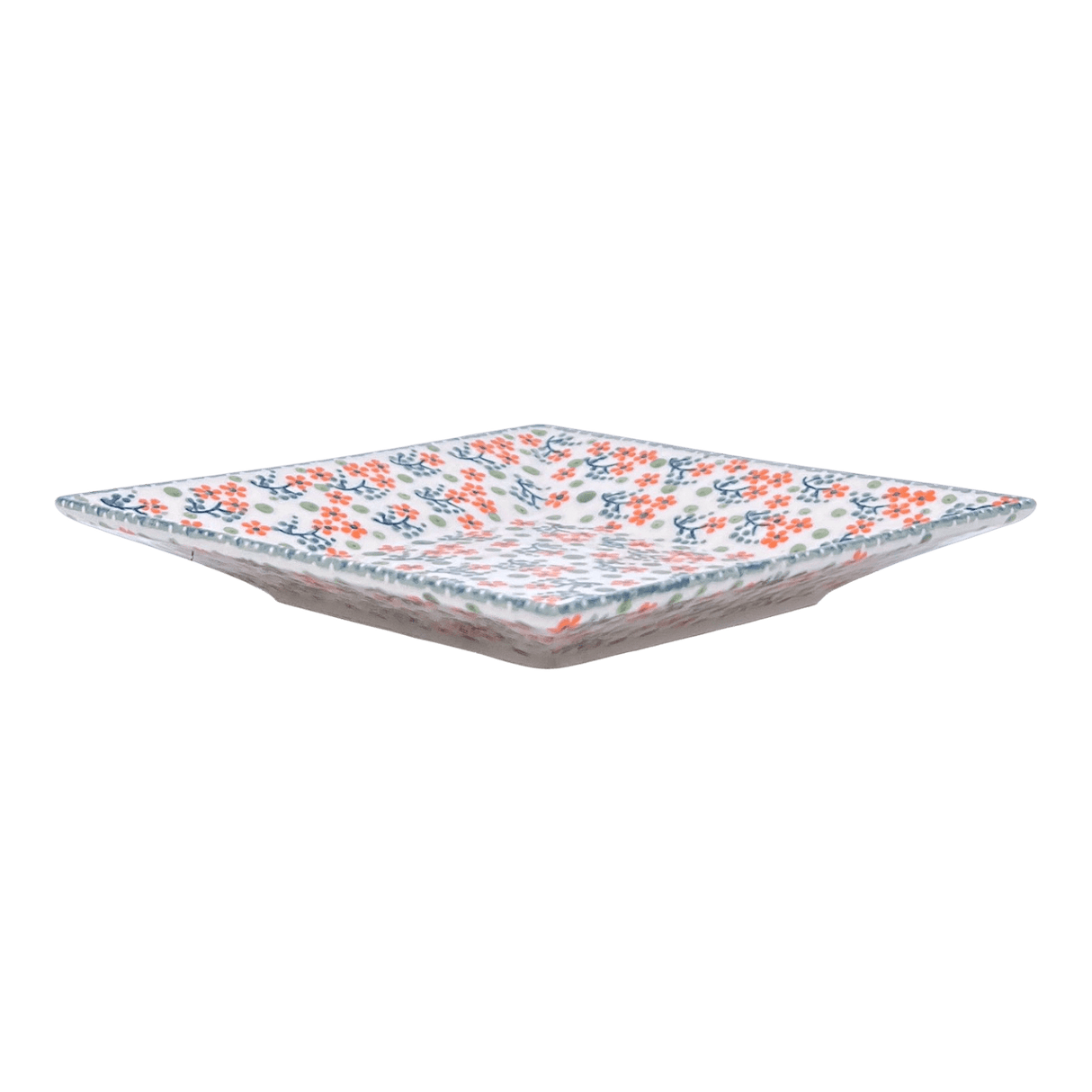 Plate, Square, Dessert, 7" in "Peach Blossoms" by Manufaktura | T158S-AS46