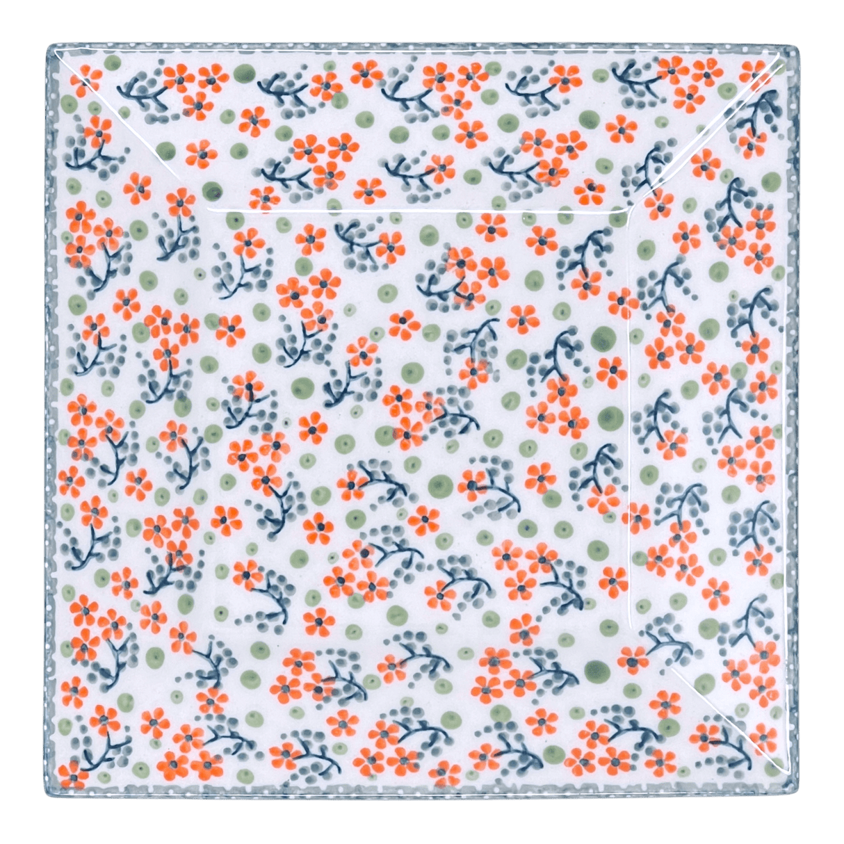 Plate, Square, Dessert, 7" in "Peach Blossoms" by Manufaktura | T158S-AS46