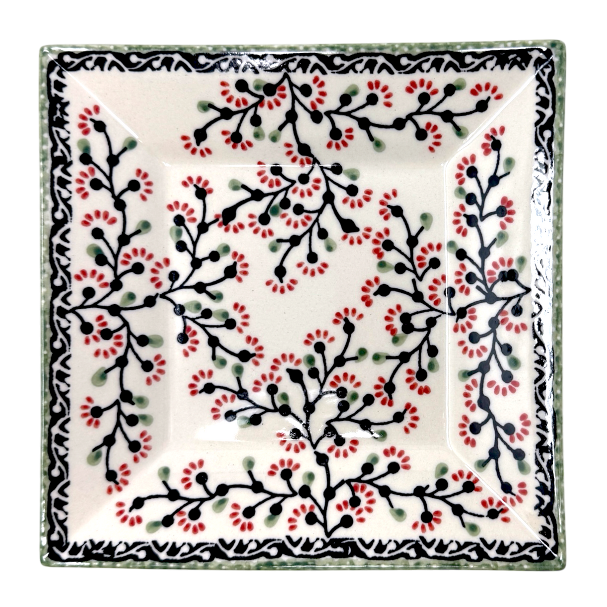 Plate, Square, Dessert, 7" in "Cherry Blossoms" by Manufaktura | T158S-DPGJ