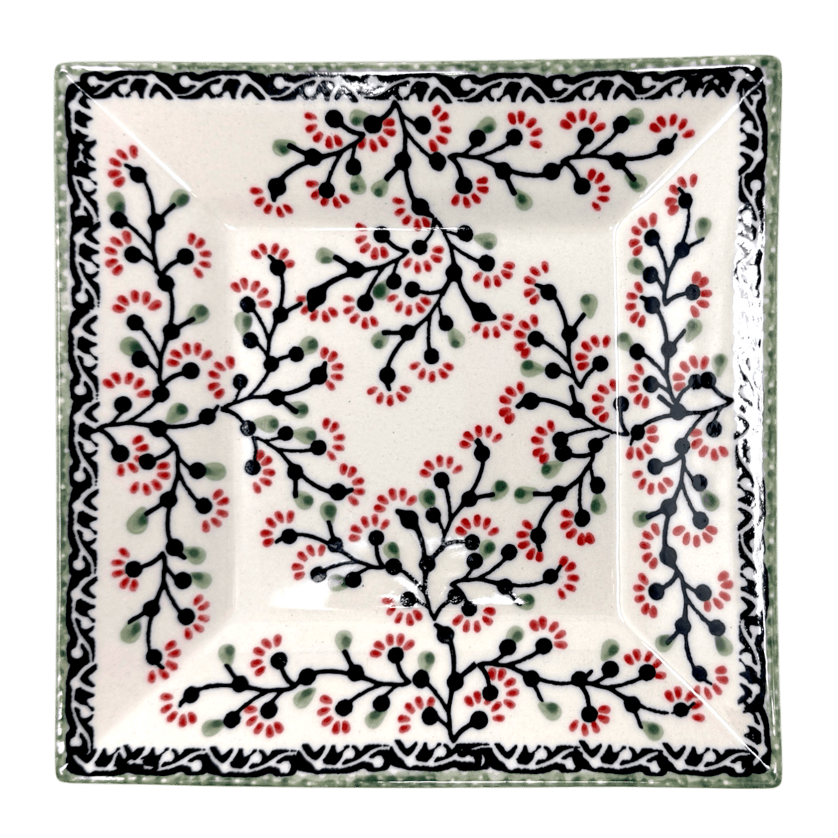 Plate, Square, Dessert, 7" in "Cherry Blossoms" by Manufaktura | T158S-DPGJ