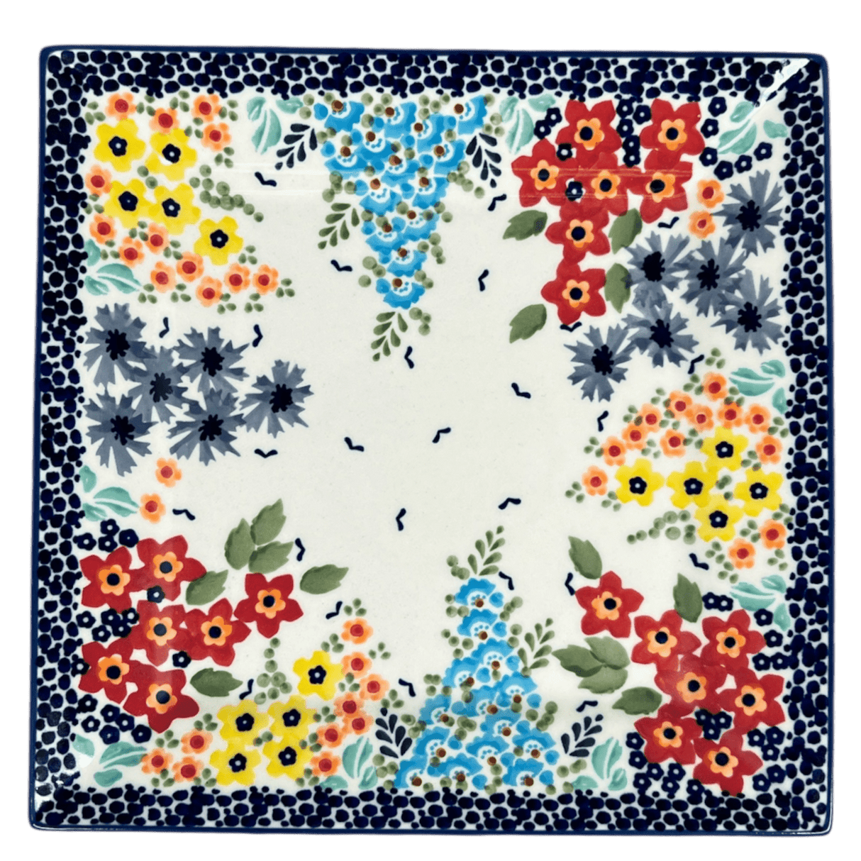 Plate, Square, Dessert, 7" in "Brilliant Garden" by Manufaktura | T158S-DPLW
