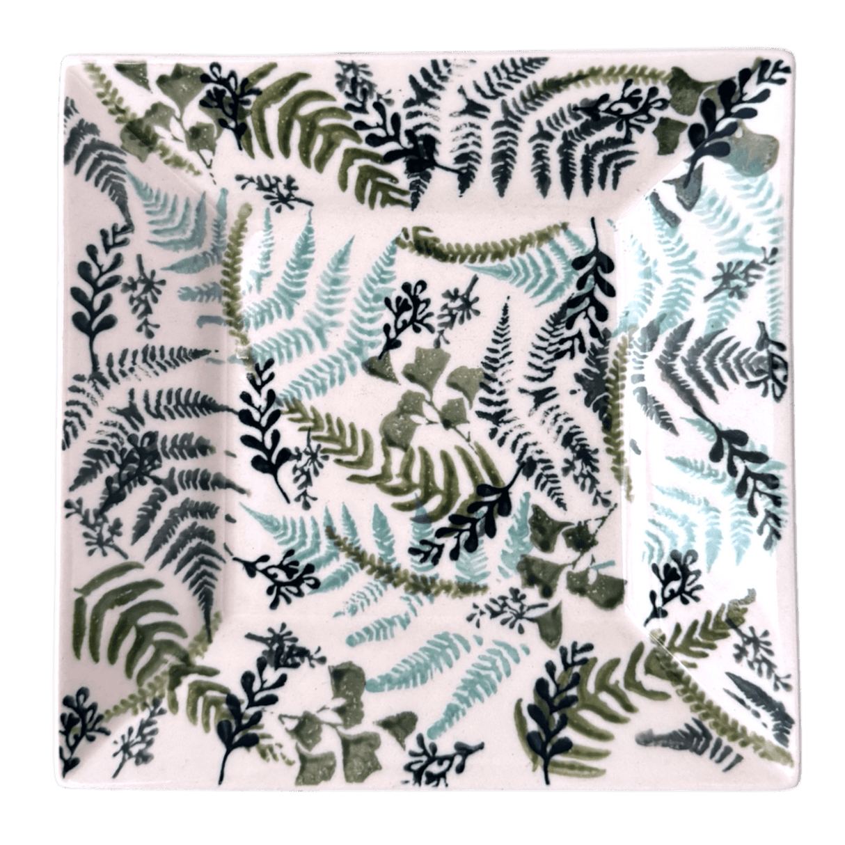 Plate, Square, Dessert, 7" in "Scattered Ferns" by Manufaktura | T158S-GZ39