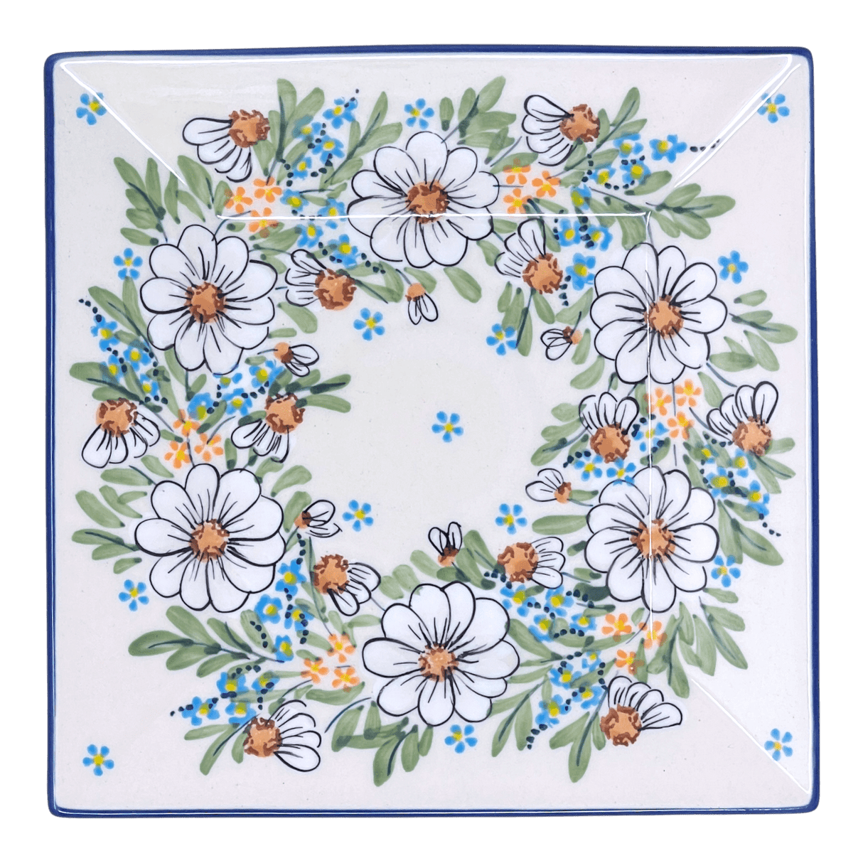 Plate, Square, Dessert, 7" in "Daisy Bouquet" by Manufaktura | T158S-TAB3
